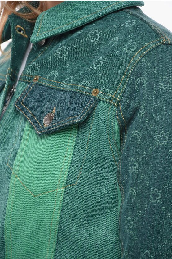 Marine Serre og1mm0724 Effect Breast Denim Jacket in Green Size XS / US 0-2 / IT 36-38 - 3 Thumbnail