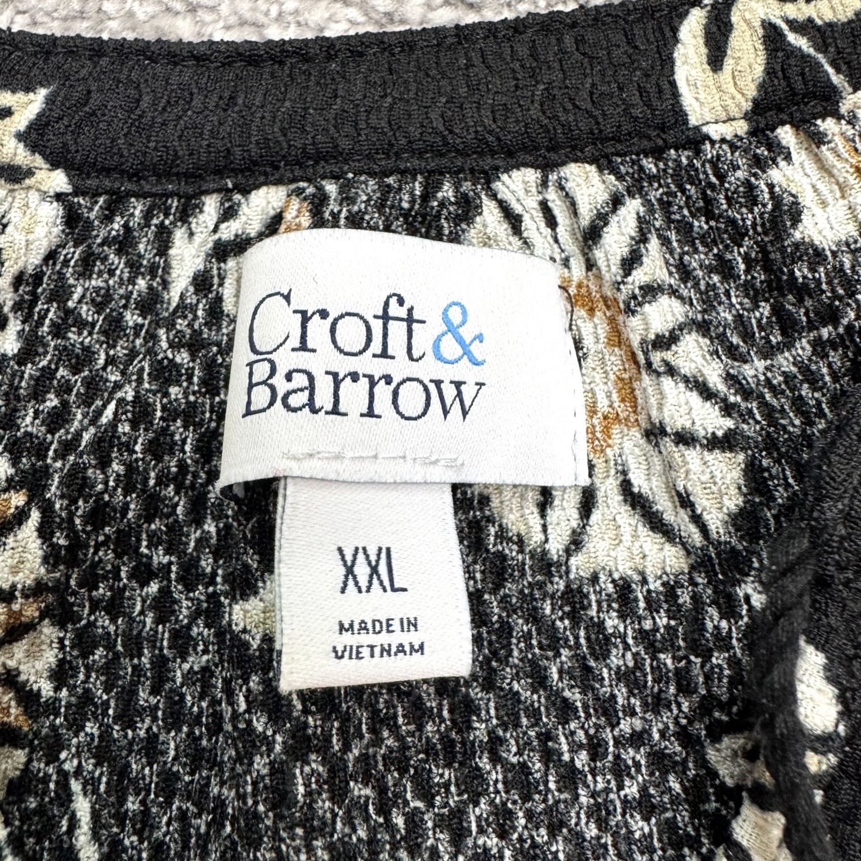 Vintage Croft & Barrow Blouse 3/4 Puff Sleeve V-Neck Womens XXL Black Floral Boho Casual Shirt Size XXL / US 16-18 / IT 52-54 - 4 Thumbnail
