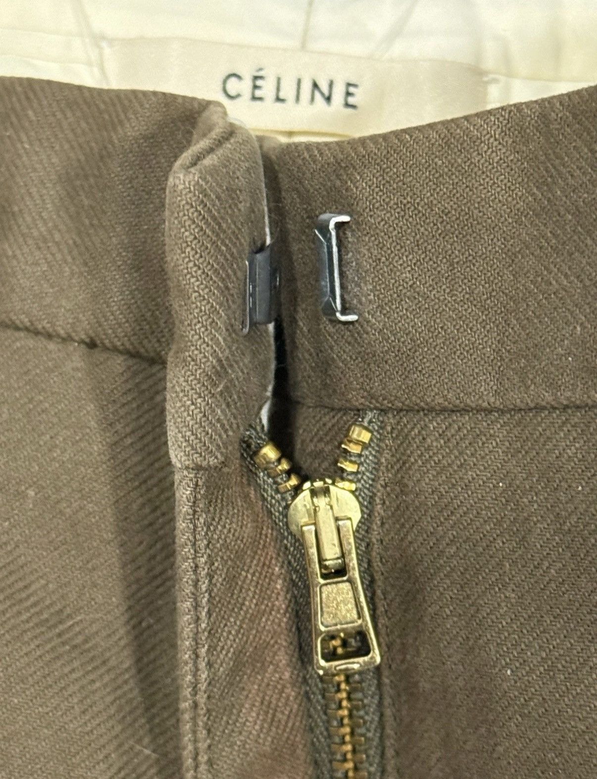 Celine Celine Modele Depose Olive Green Wide Leg High Waisted 42 FR Size 30" / US 8 / IT 44 - 5 Thumbnail