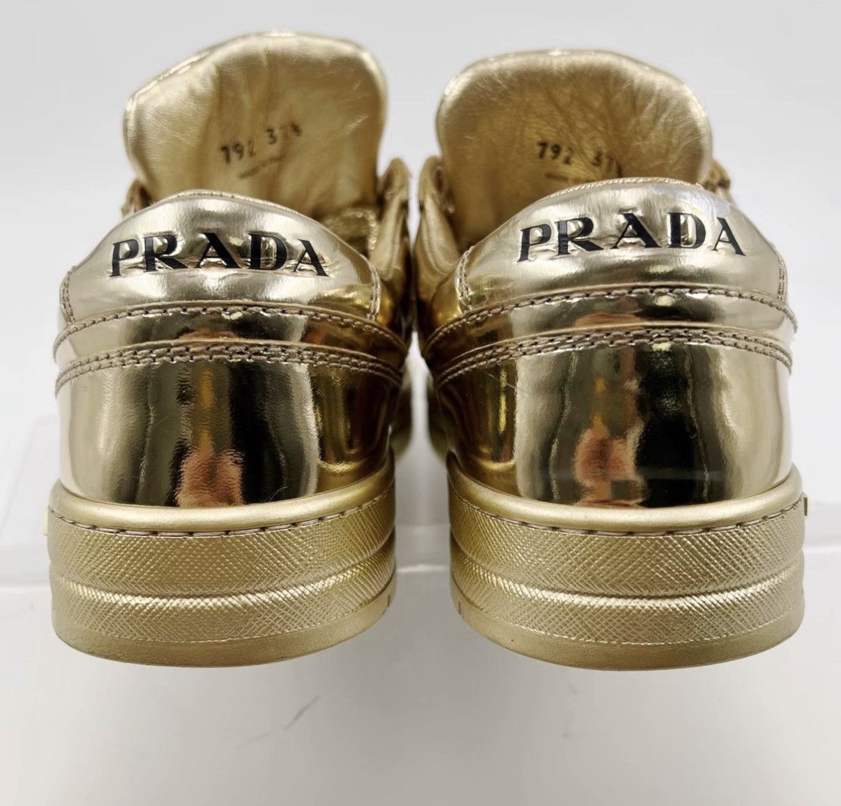 Prada Prada Gold Downtown Leather Round-Toe Low-Top Sneakers K12 Size US 7.5 / IT 37.5 - 7 Thumbnail