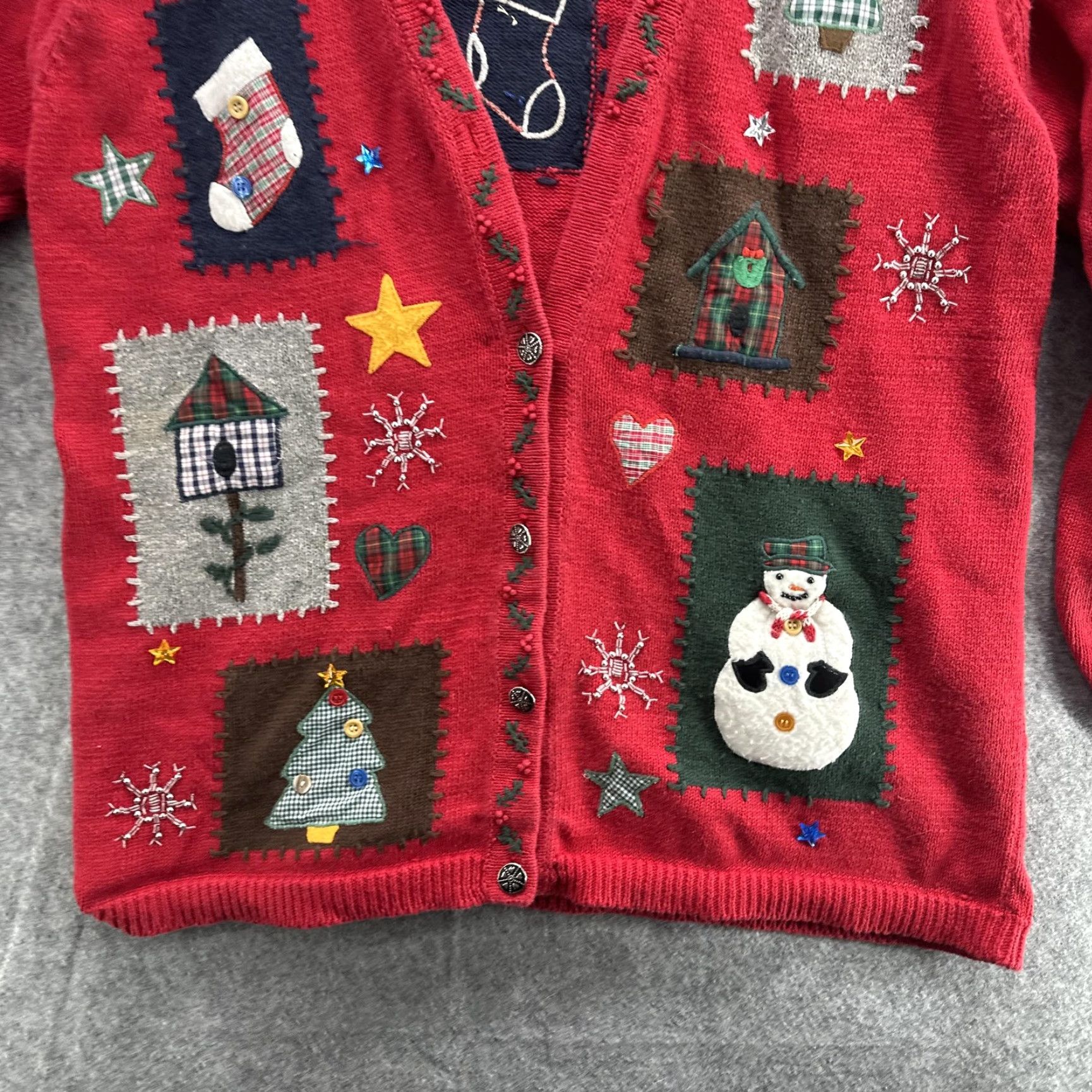 Vintage VINTAGE Christmas Ugly Sweater Cardigan Womens Large Red Size L / US 10 / IT 46 - 5 Thumbnail