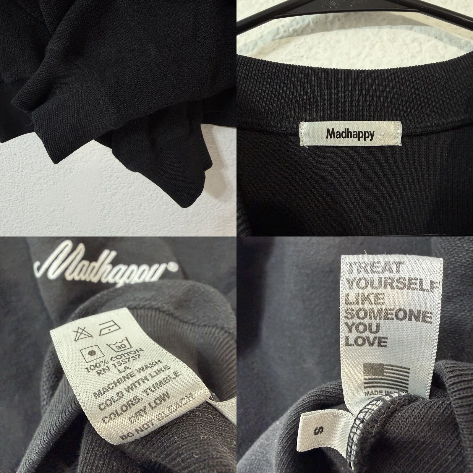 Madhappy Madhappy Women's S Cropped Black Crewneck Pullover Cotton Sweatshirt USA Sweatshirt Size S / US 4 / IT 40 - 8 Thumbnail