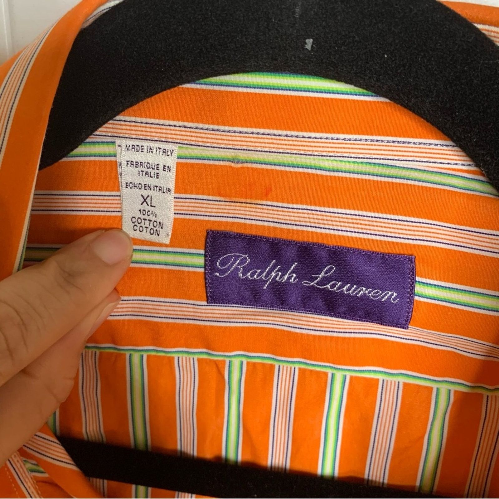 Ralph Lauren Purple Label Ralph Lauren purple label Italy striped orange button shirt Size US XL / EU 56 / 4 - 4 Thumbnail