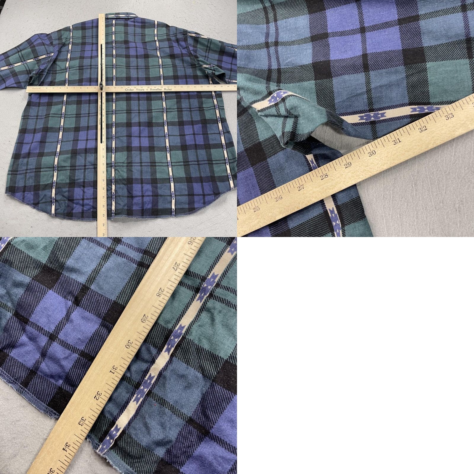 Wrangler VINTAGE Wrangler Shirt Mens 2XL Blue Green Plaid Western Pearl Snap Aztec USA Size US XXL / EU 58 / 5 - 8 Thumbnail