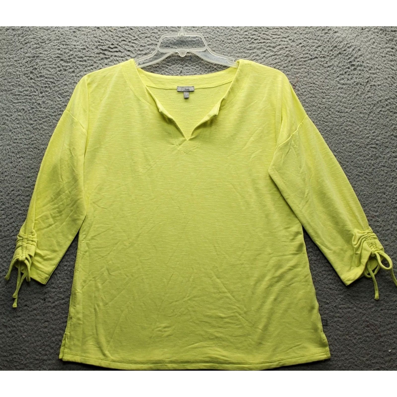 Talbots Talbots Shirt Womens Size M Yellow V-Neck Stretch 3/4 Sleeve Slit Top Size M / US 6-8 / IT 42-44 - 2 Thumbnail