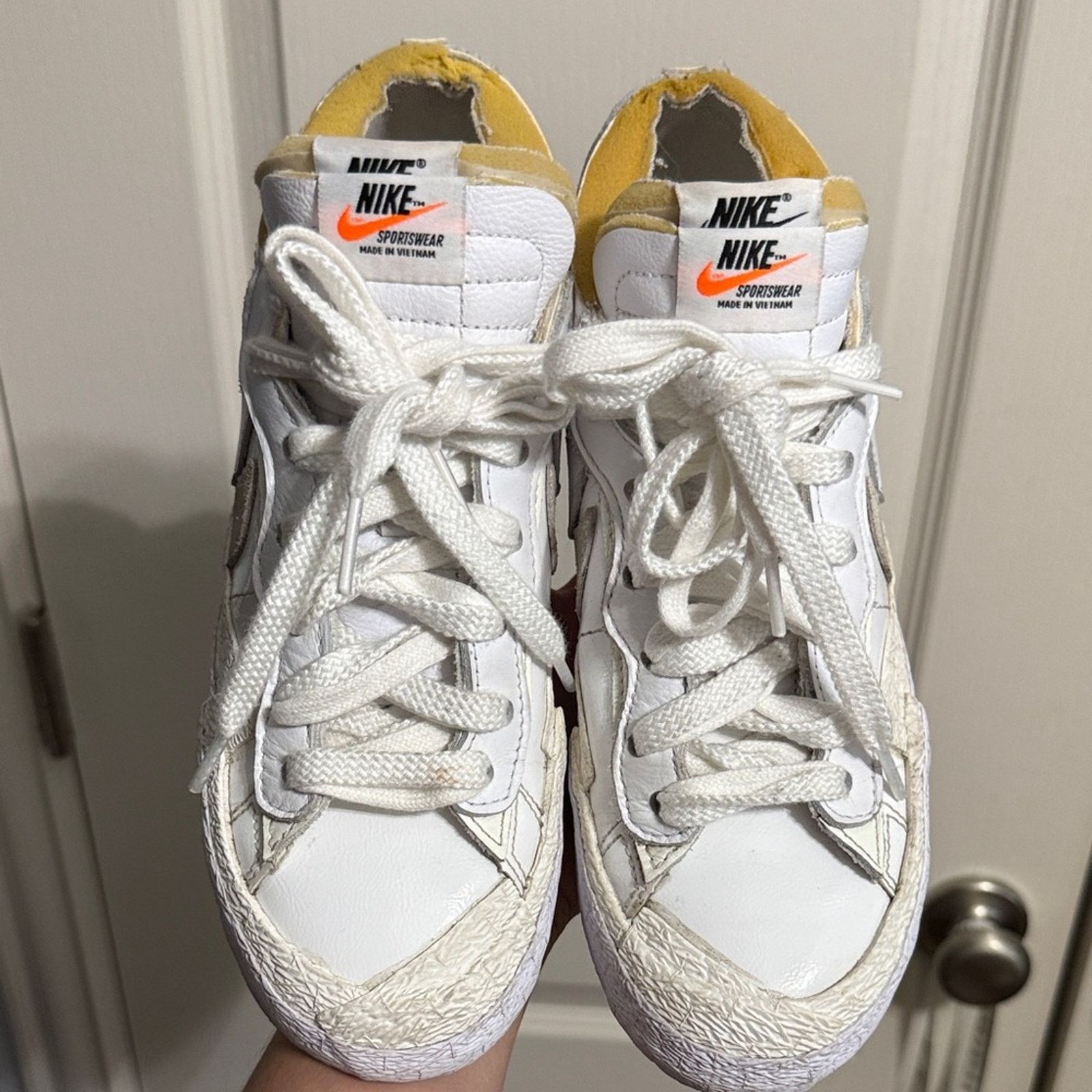Nike Nike Blazer Low x Sacai White Patent Leather Sneakers Size US 6 / EU 39 - 3 Thumbnail