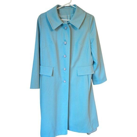 Vintage Vintage Teal Double-Knit Overcoat | Large/Extra Large | Fair Size L / US 10 / IT 46 - 1 Thumbnail