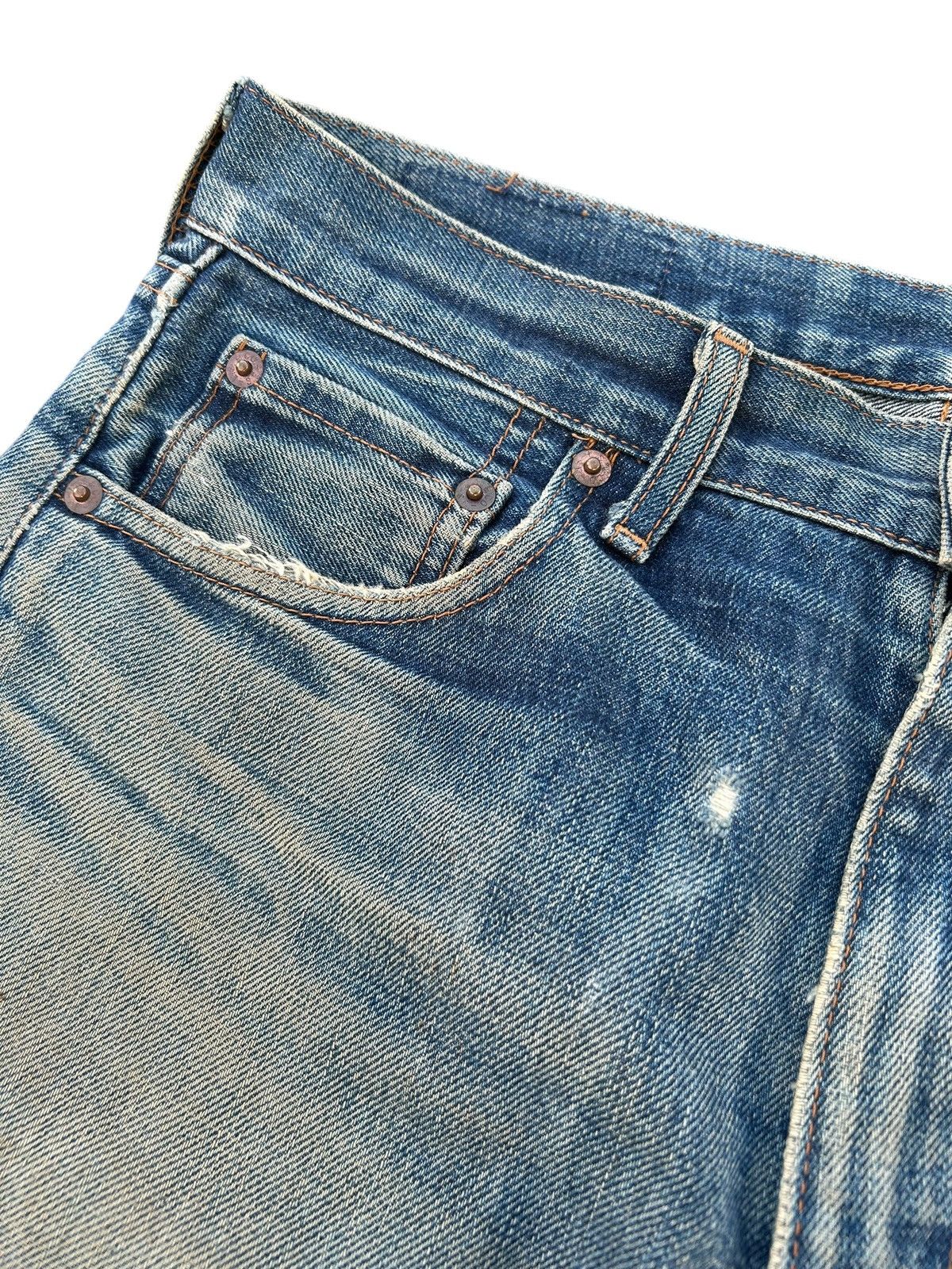 Japanese Brand × Kapital × Vintage Vintage Levis Selvedge BigE Distressed Short Denim Jeans Size US 31 - 7 Thumbnail