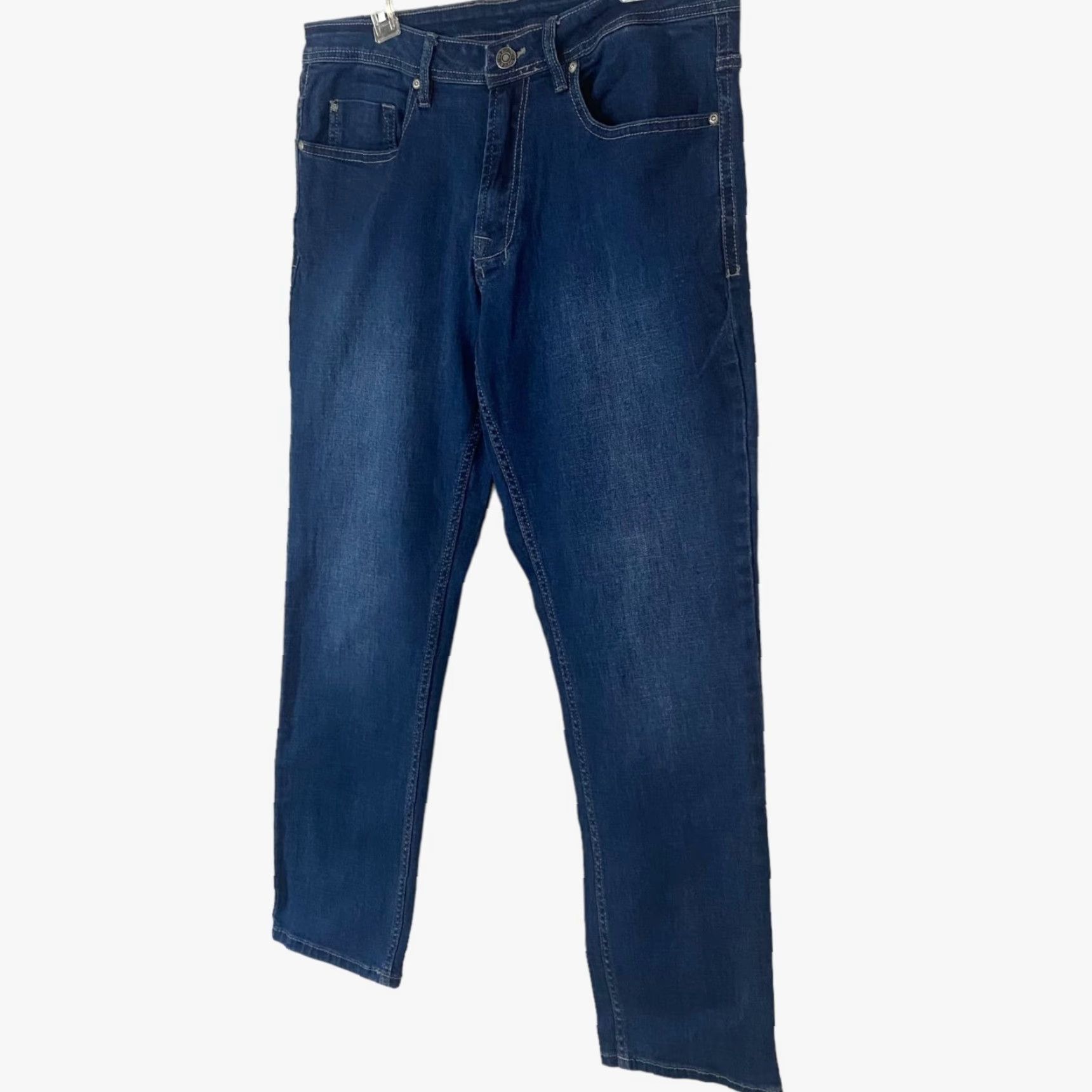 Buffalo David Bitton Buffalo David-Bitton Jeans Straight Mens 34X30 5-Pocket Denim Stretch Medium Wash Blue Denim Size US 34 / EU 50 - 2 Thumbnail