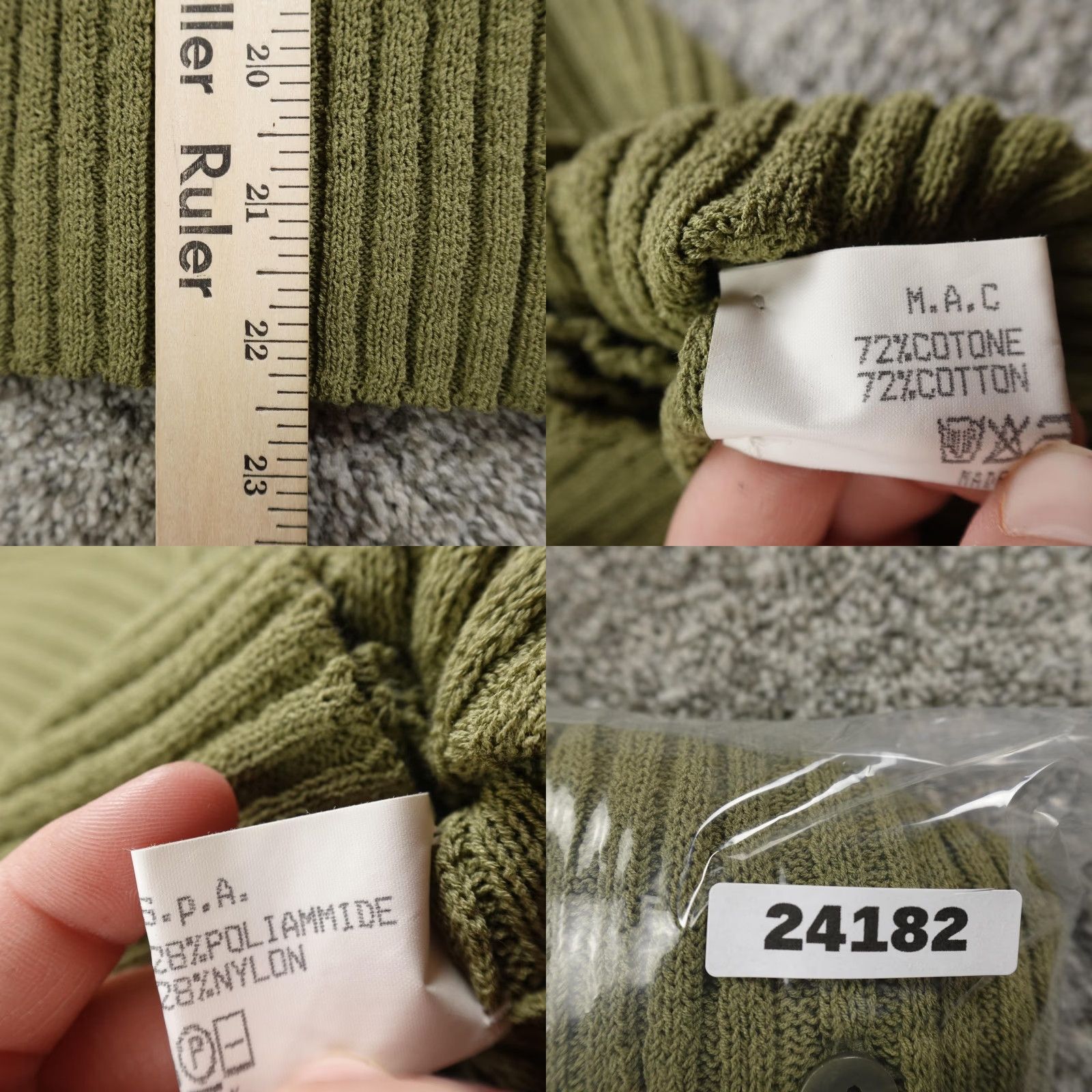 Vintage Gentryportofino Cardigan Womens S Green Rib Knit Button Front Sweater Top Italy Size S / US 4 / IT 40 - 8 Thumbnail