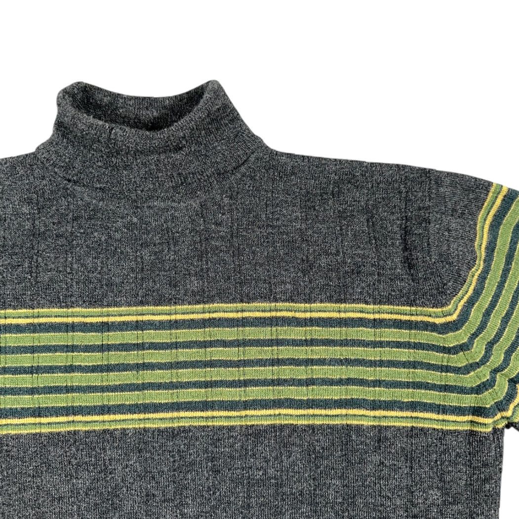 Banana Republic Banana Republic Sweater Womens XL Black Green Wool Turtleneck Y2K Striped Wool Knit Pullover 25in Size XL / US 12-14 / IT 48-50 - 2 Thumbnail