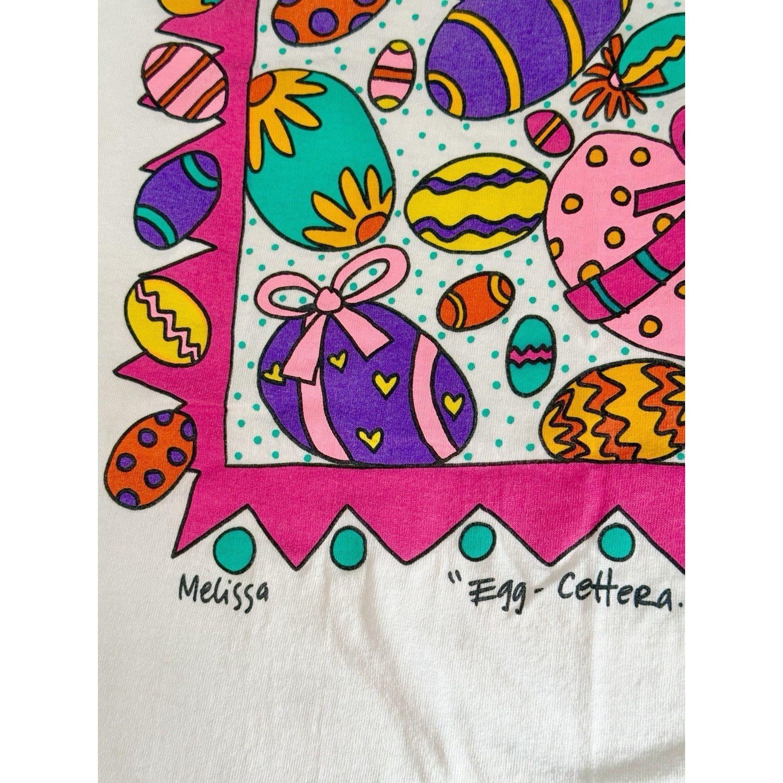 The Unbranded Brand Vintage 1994 Melissa Egg-cettera Easter T-Shirt 90s Unisex Size XL / US 12-14 / IT 48-50 - 4 Thumbnail