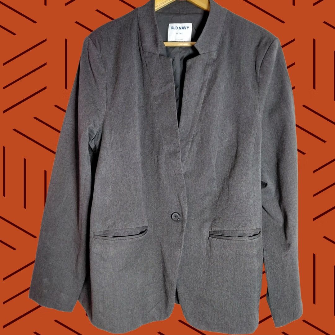 Old Navy OLD NAVY Gray Blazer Jacket XL Tall Solid Long Sleeve Men Size XL Size US XL / EU 56 / 4 - 1 Thumbnail