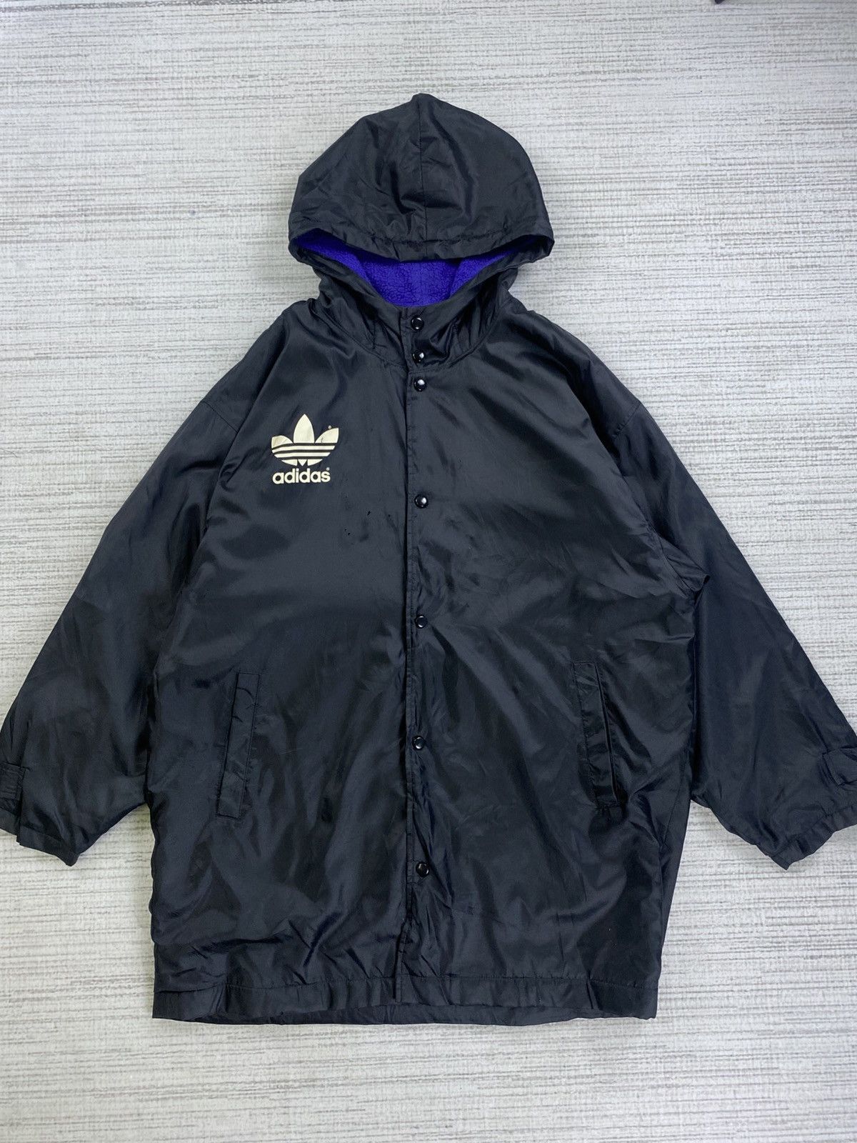 Adidas × Vintage Vintage 90s Adidas Big Logo Lined Sherpa Oversized Jacket Size US XL / EU 56 / 4 - 2 Thumbnail