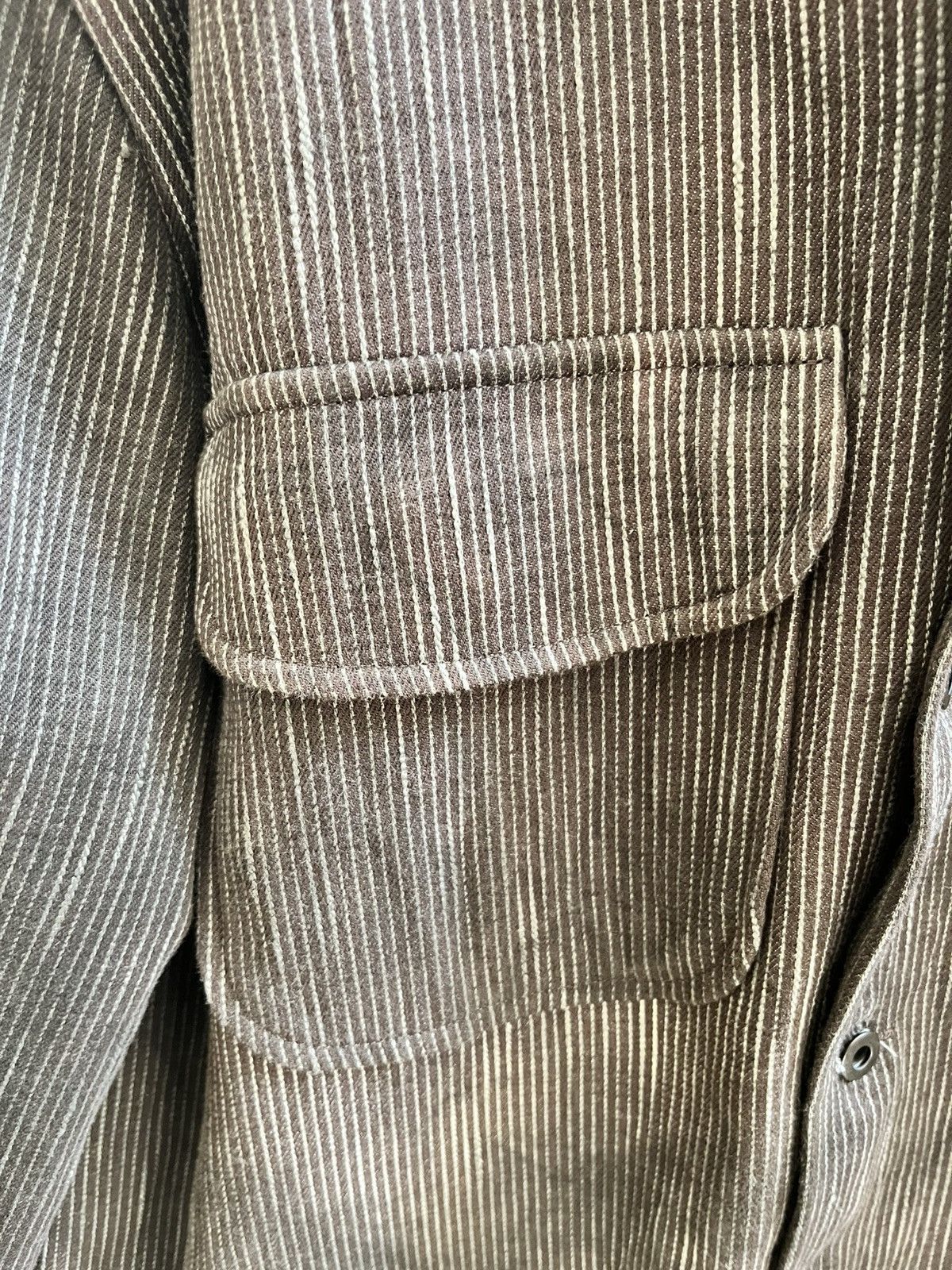 Evan Kinori Field Shirt Sumi Ink Over-Dyed Hickory in Brown, Men's — image 2 of 5