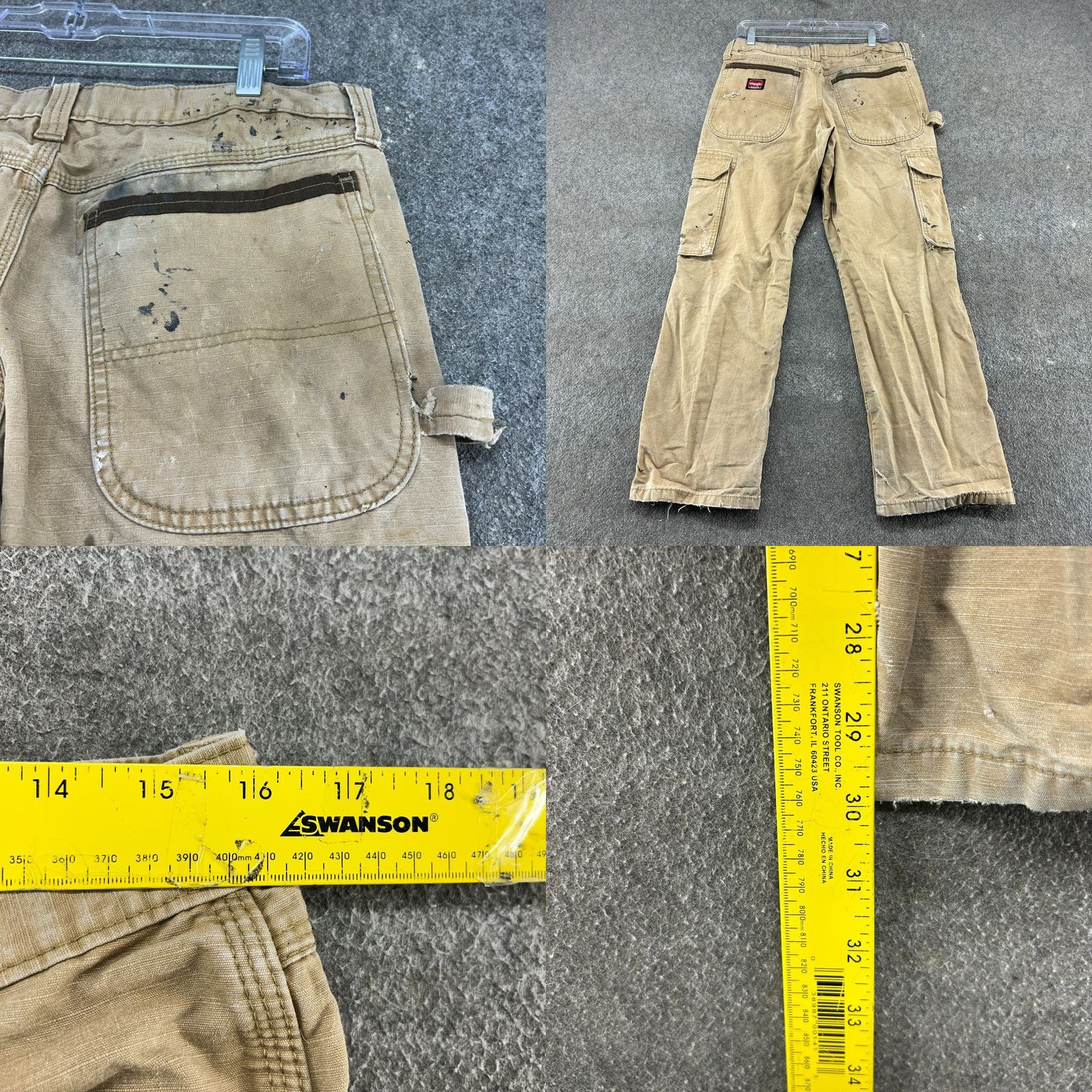 Wrangler Wrangler Pants Mens 32x30 Brown Cargo Riggs Ripstop Paint Splatter Distressed Cargo Pants Mens Regular Brown Workwear 90s? Size US 32 / EU 48 - 10 Thumbnail