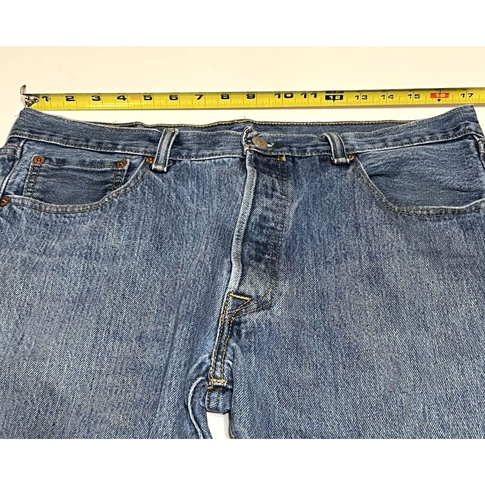 Levi's Levi's 501 Jeans Blue Denim Button Fly Regular Distressed 34x32 34x34 Measure Mens Jeans | Levi's 500 Series Size US 34 / EU 50 - 3 Thumbnail