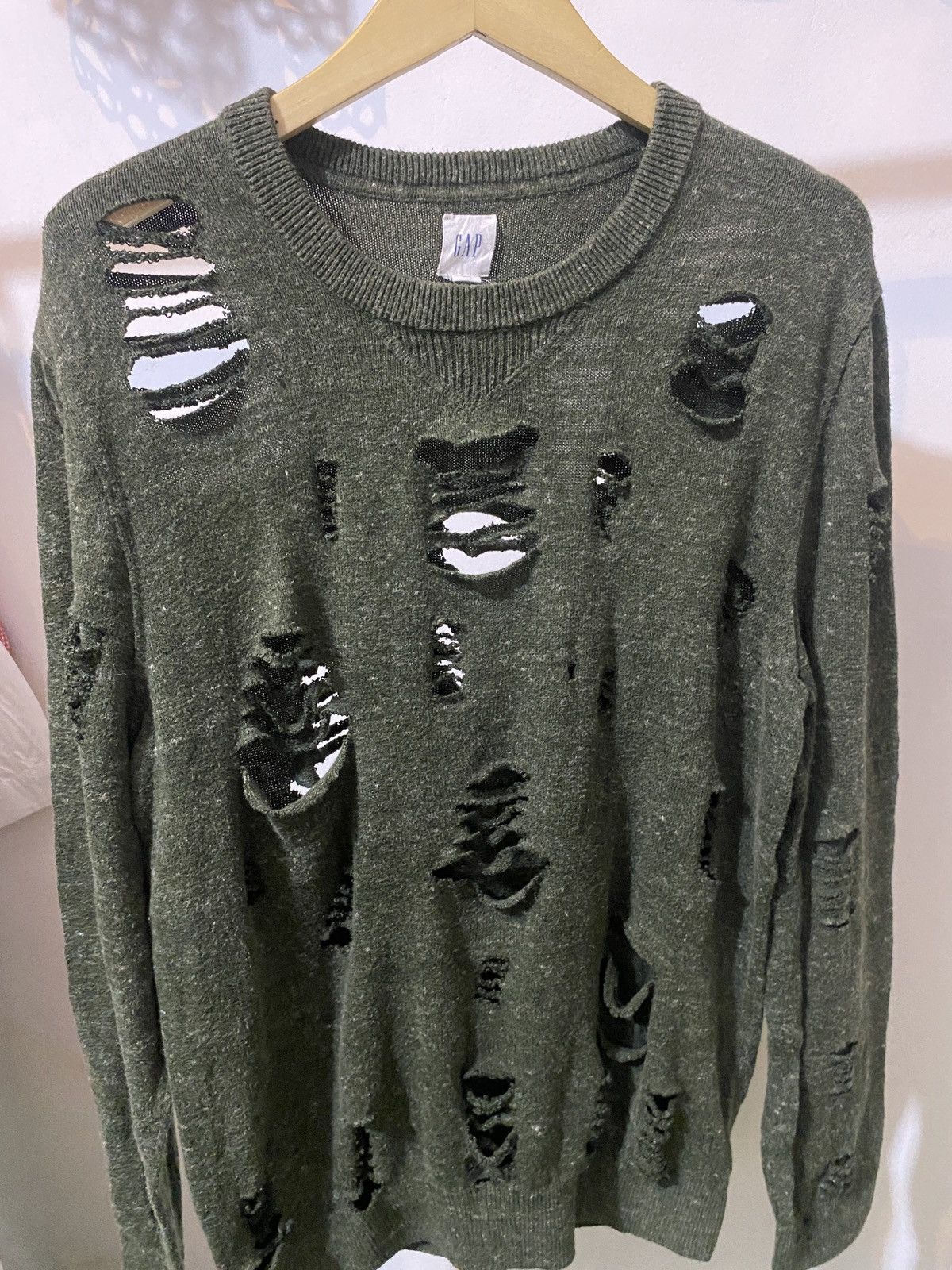 If Six Was Nine × Japanese Brand × Le Grande Bleu (L.G.B.) Gap knit Olive green Distressed punk Style Size US M / EU 48-50 / 2 - 7 Thumbnail