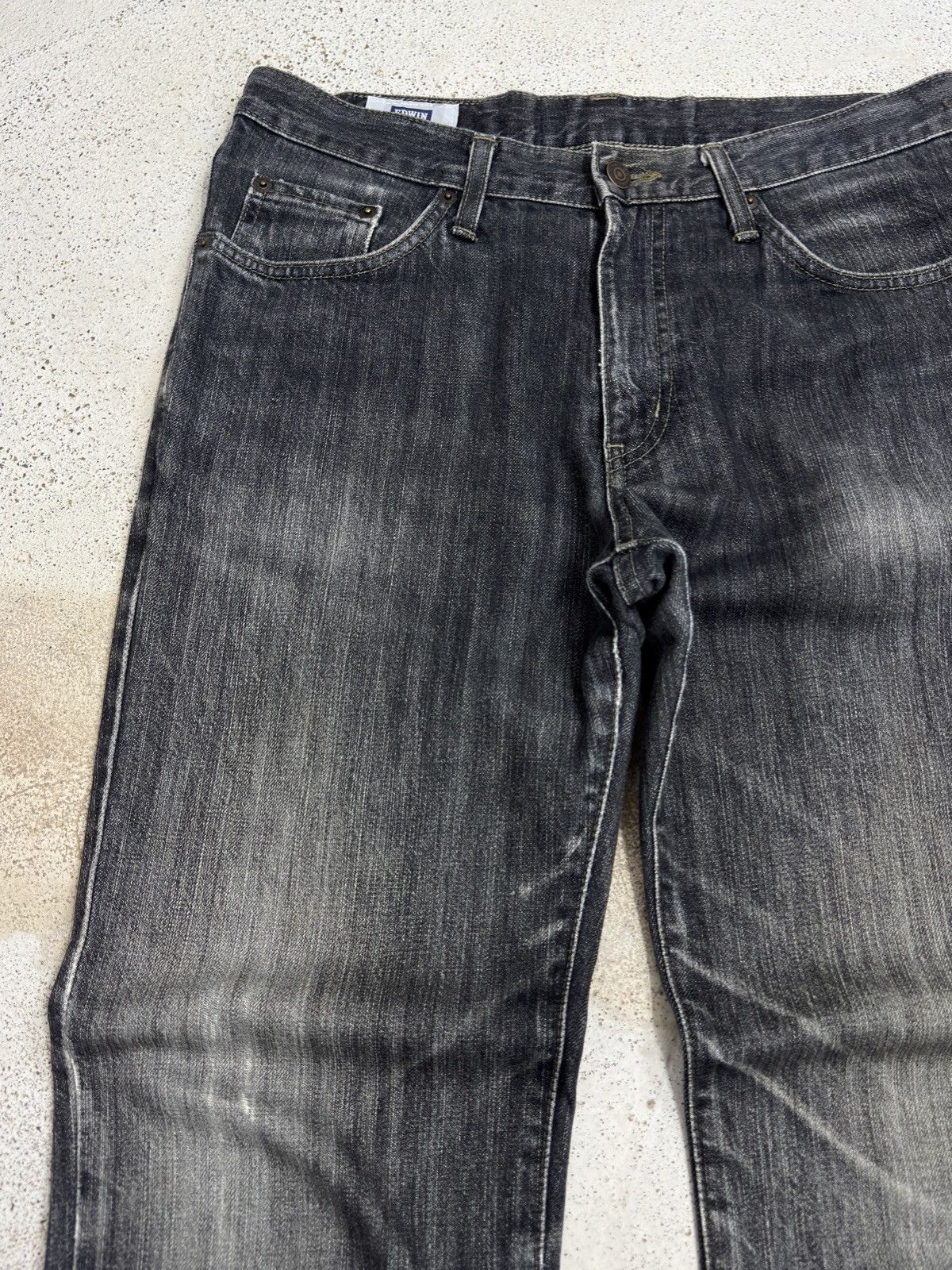 Edwin Vintage Edwin402 Black Faded Distressed Denim Size US 31 - 4 Thumbnail