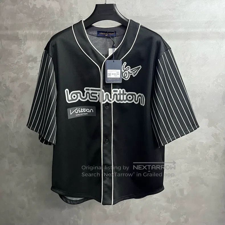 Louis Vuitton Black Printed Baseball Short Sleeve Shirt