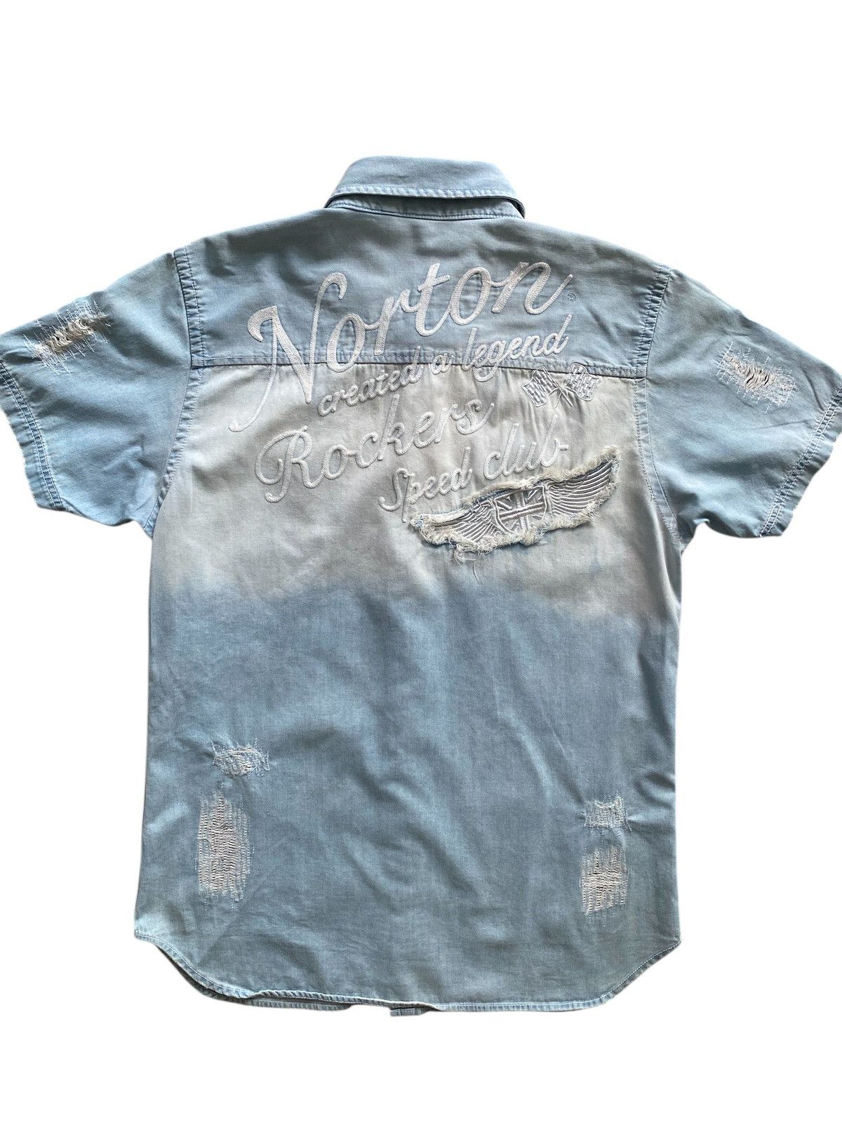 Hysteric Glamour × Japanese Brand Vintage Biker NORTON Pachwork DENIM BUTTON rare design Size US XL / EU 56 / 4 - 1 Thumbnail