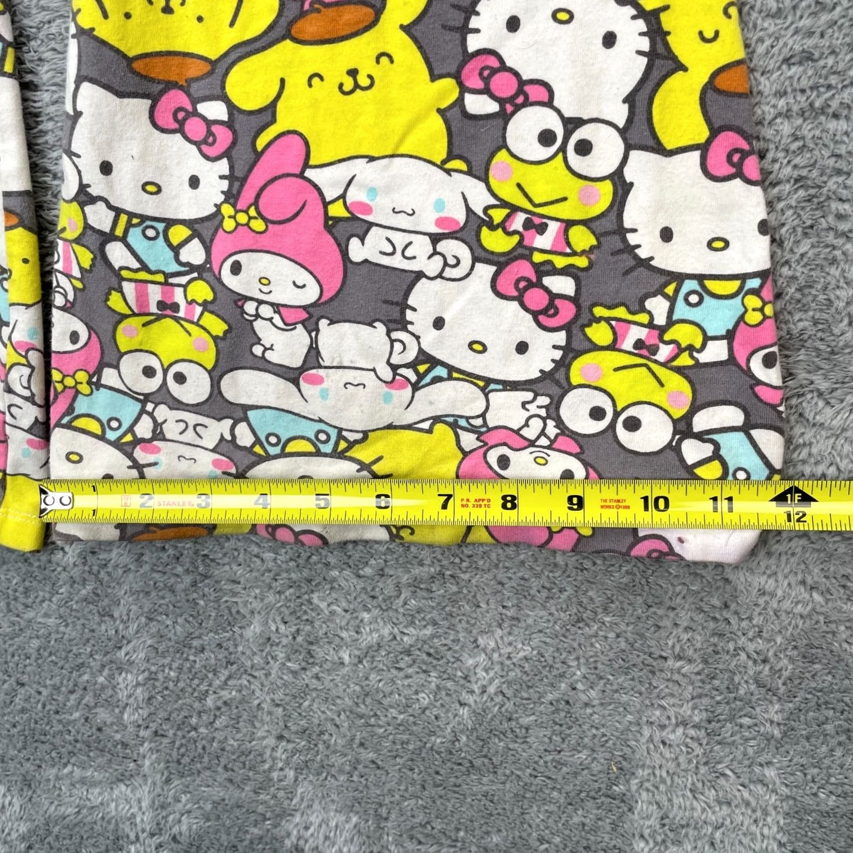 Vintage Hello Kitty Pants Womens 26 Yellow Sanrio Graphic Flared Bell Leg Stretch Anime Size 26" / US 2 / IT 38 - 7 Thumbnail