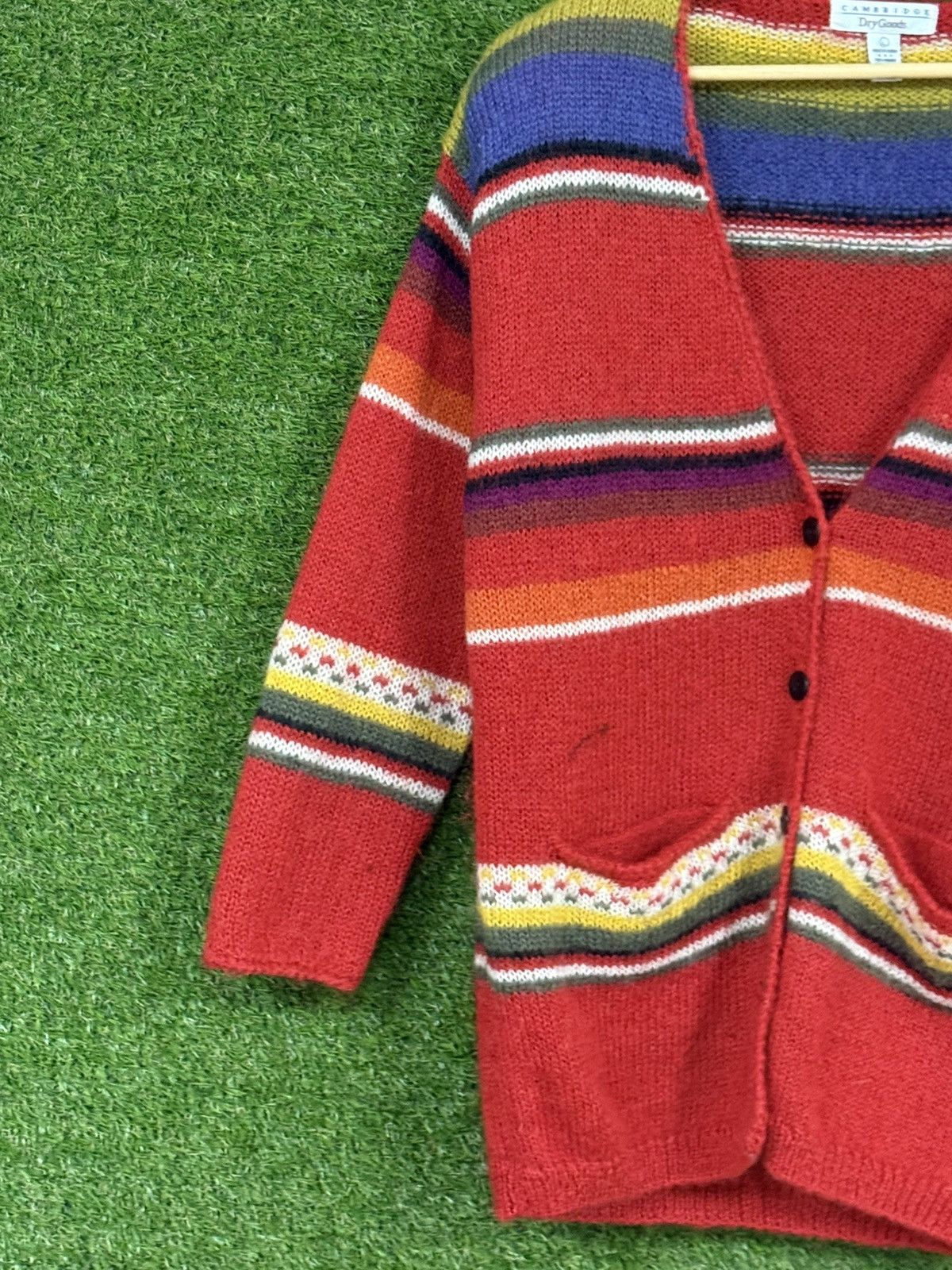 Vintage RARE Vintage Mohair Aztec Southwestern Stripe Cardigan Large Size L / US 10 / IT 46 - 2 Thumbnail