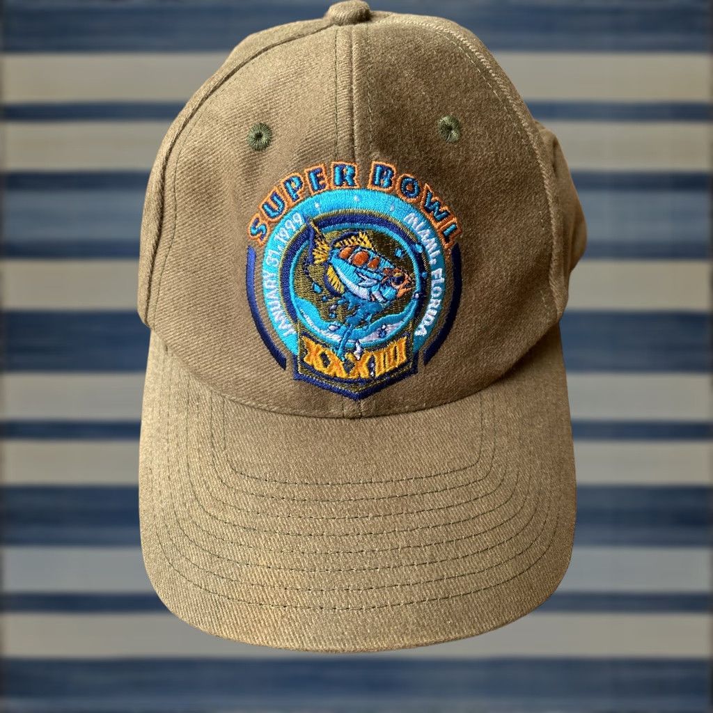Logo Athletic VINTAGE Logo Athletic Super Bowl Hat 1999 XXXIII Miami Strapback Adjustable Hat Mens Green 90s NFL Football Sports Baseball Cap Size ONE SIZE - 1 Thumbnail