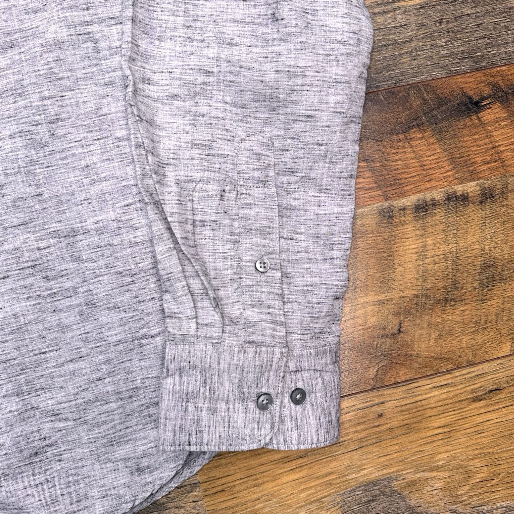 Denime Denim & Flower Shirt Mens S Gray Chambray Button Up Collared Long Sleeve Slim Casual Workwear Button-Up Flower Theme Modern All Seasons Size US S / EU 44-46 / 1 - 7 Thumbnail