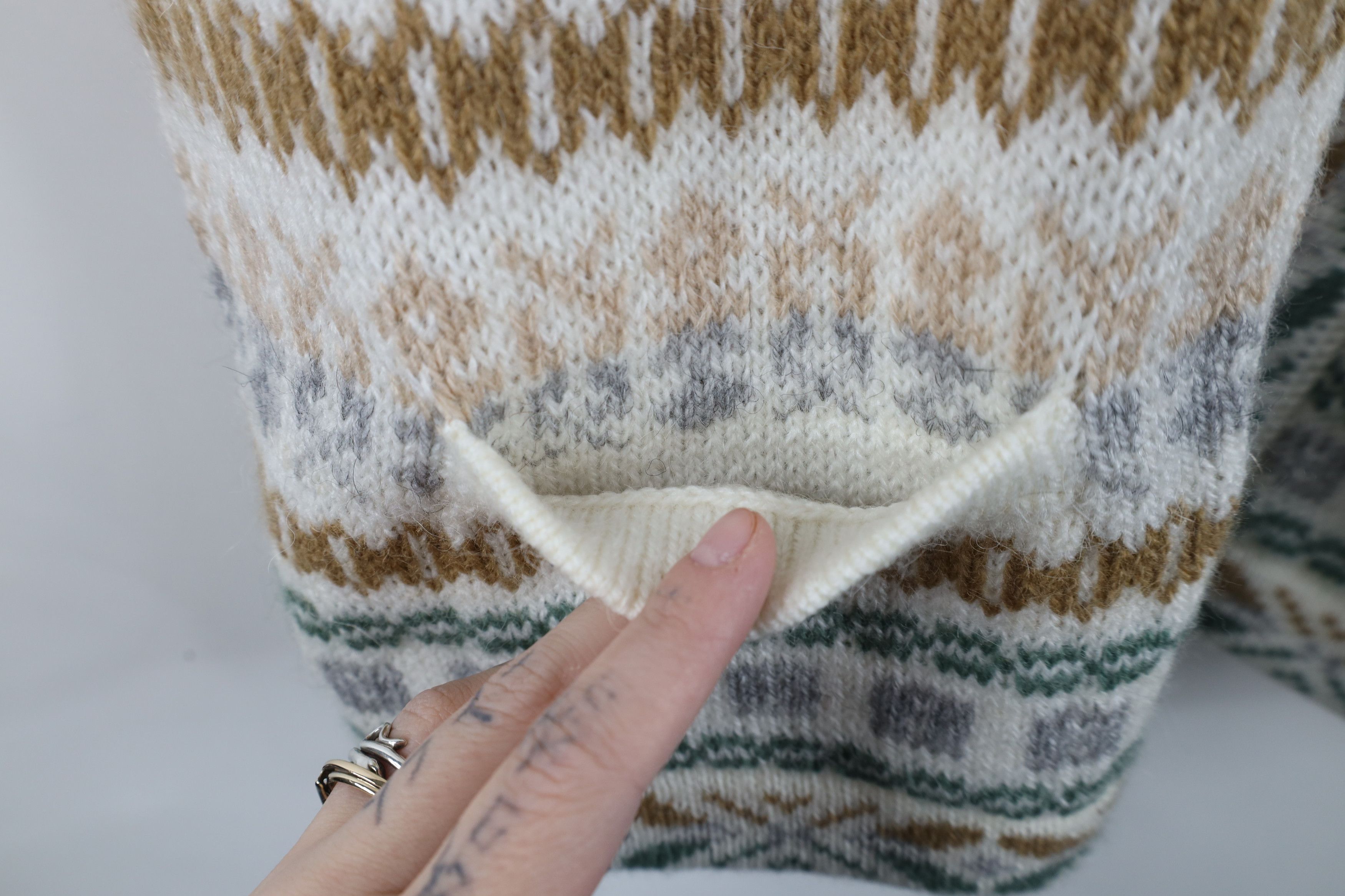 Vintage Vintage 90s Wool Knit Fair Isle Open Front Cardigan Sweater Size M / US 6-8 / IT 42-44 - 4 Thumbnail
