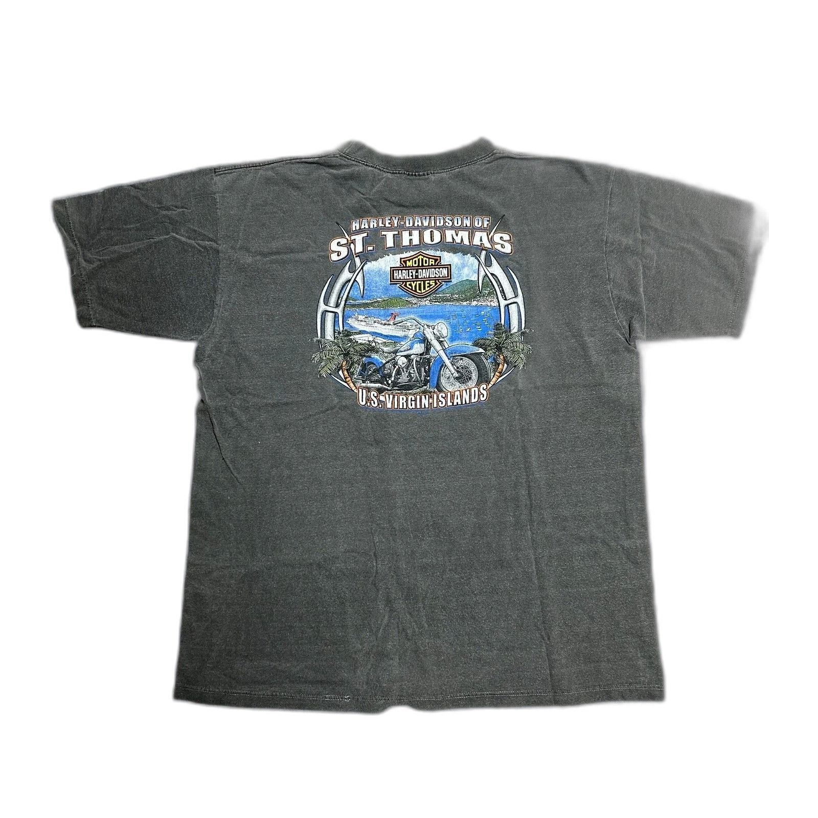 Vintage Y2K Harley Davidson Faded Gray XL Virgin Islands Size US XL / EU 56 / 4 - 1 Thumbnail