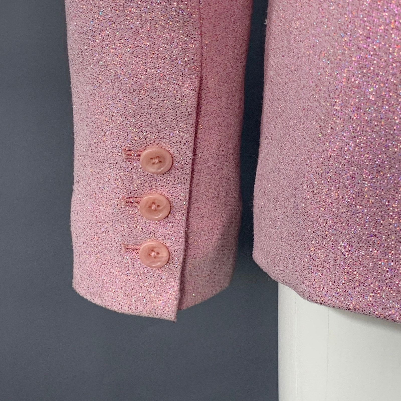 Sies Marjan 6 Metallic Pink Polyester Blend Single Button Jacket Blazer Size M / US 6-8 / IT 42-44 - 4 Thumbnail