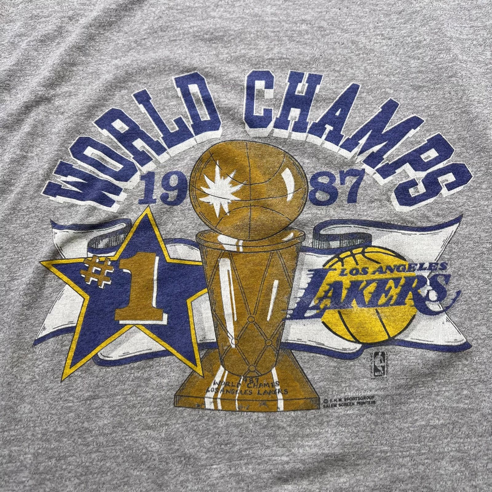 Vintage Vintage 80s Los Angeles Lakers Champions Gray T Shirt Men XL Size US XL / EU 56 / 4 - 3 Thumbnail