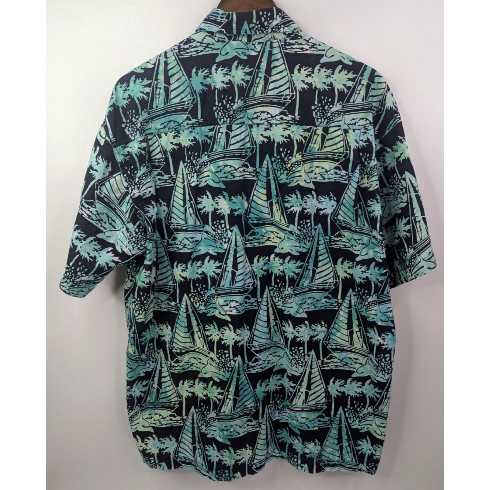 Vintage Sailboats Bob Bitchin Turquoise Button Hawaiian Shirt Size Large Cotton Shirt Mens Size US L / EU 52-54 / 3 - 3 Thumbnail