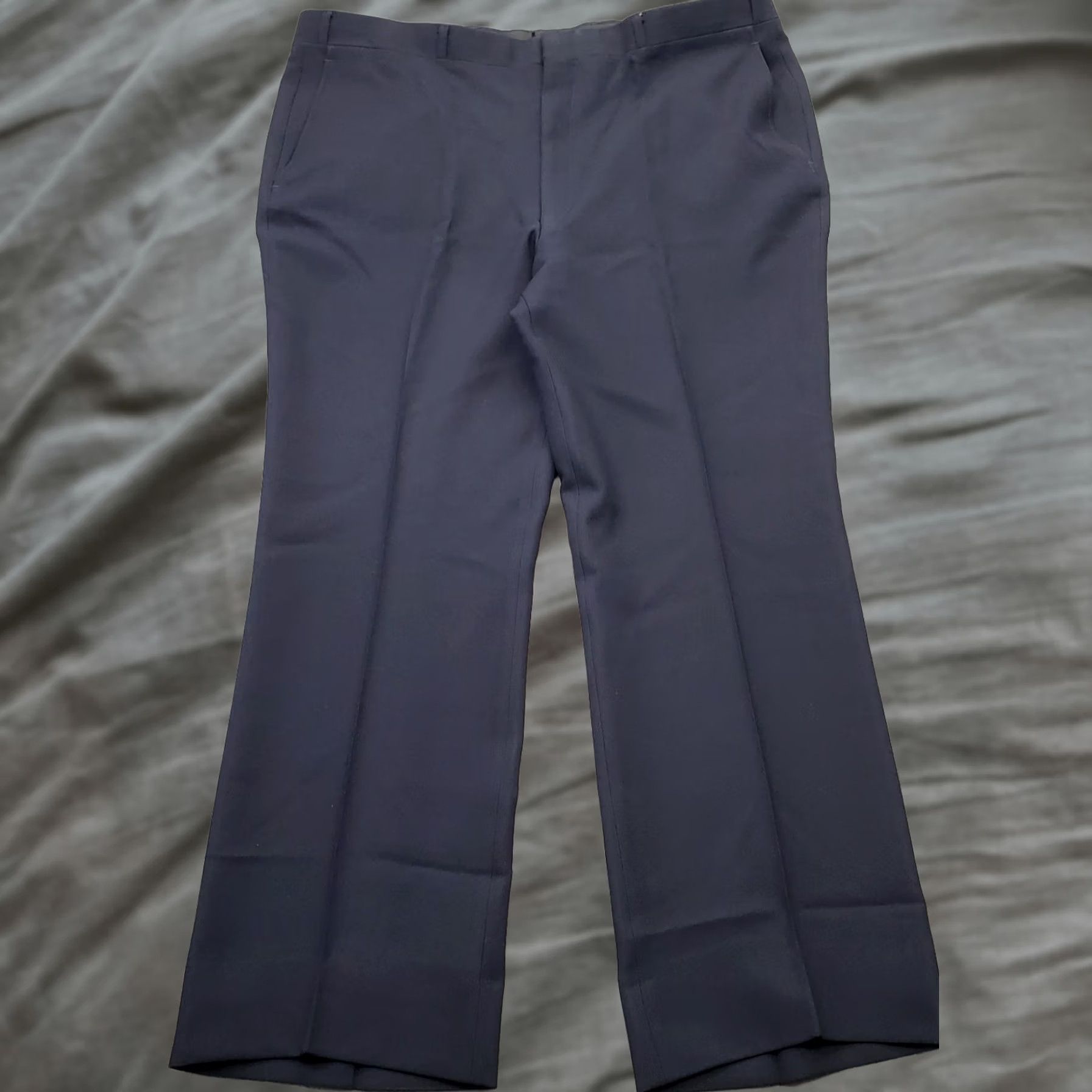 Vintage Oakton Mens Dress Pants Navy 42R Flat Front Classic Stretch Formal Trousers Size 42R - 1 Thumbnail