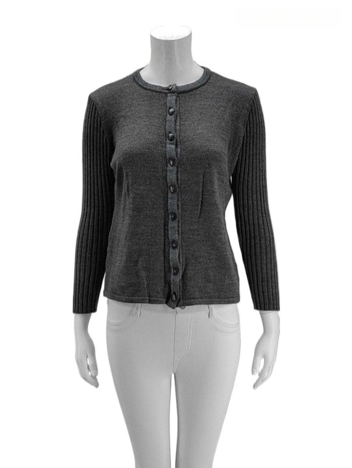 Yves Saint Laurent Yves Saint Laurent Gray Wool Cardigan Size M Size M / US 6-8 / IT 42-44 - 1 Thumbnail
