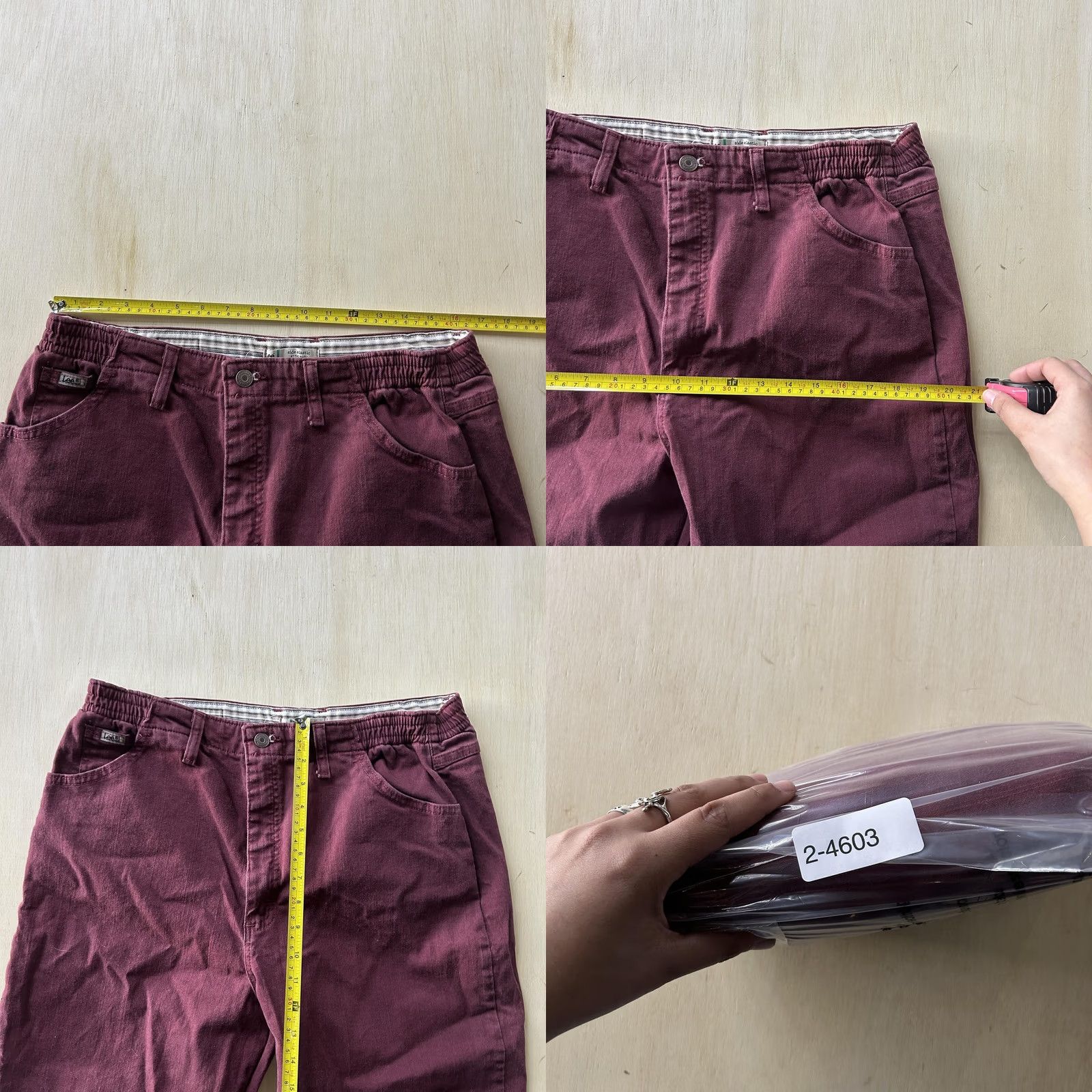 Lee Lee Jeans Side Elastic 14 Short Dark Red Relaxed Straight Stretch Denim Womens Jeans Size 36" / US 14 / IT 50 - 8 Thumbnail