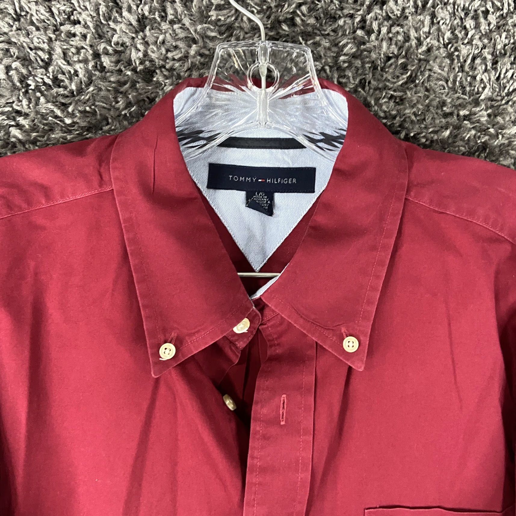 Tommy Hilfiger Tommy Hilfiger Button-Up Shirt Men L Long Sleeve Red Size US L / EU 52-54 / 3 - 5 Thumbnail