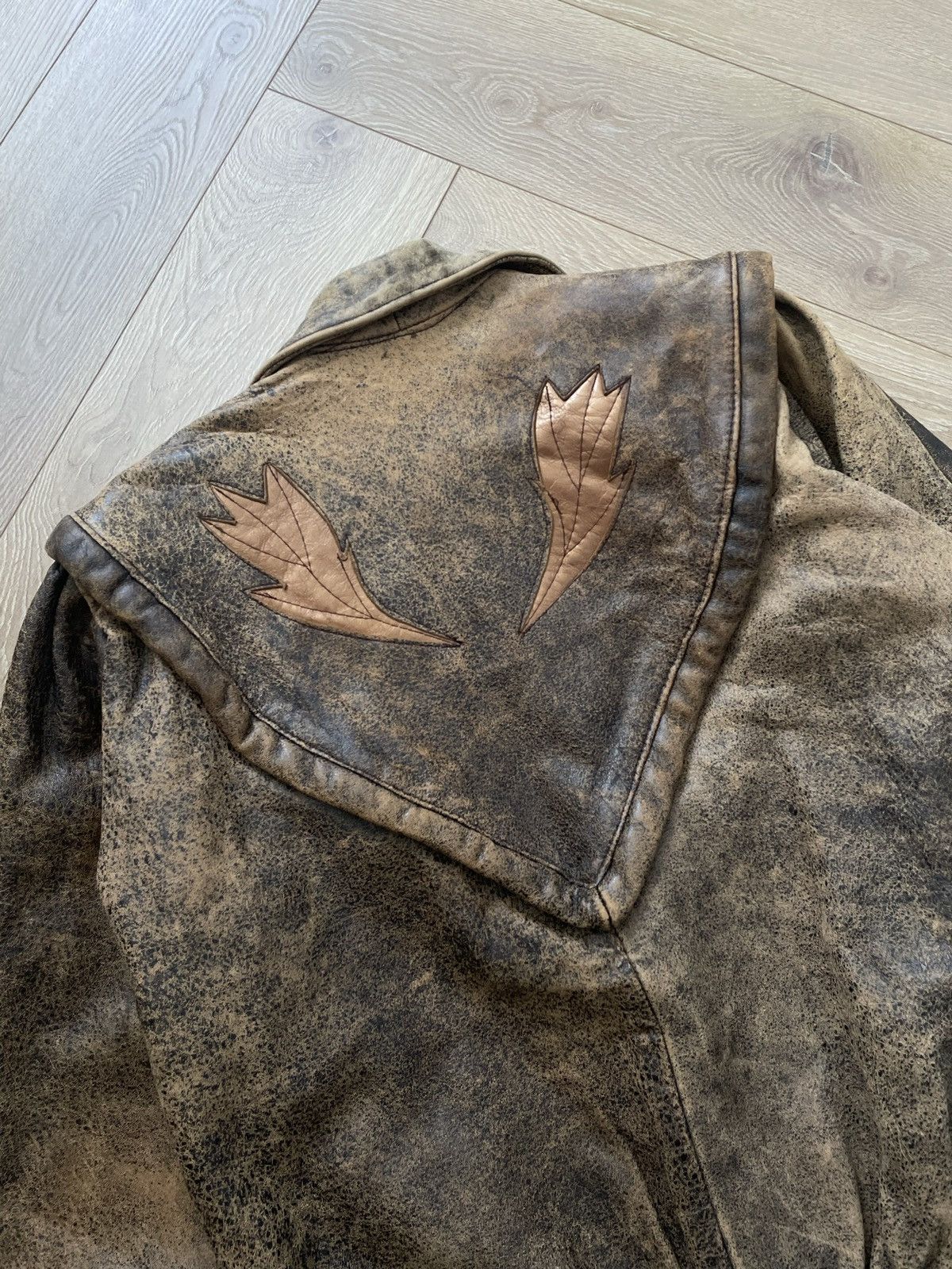 Vintage Washed Brown Retro 90s Genuine Real Leater Bomber Punk Rock Size US M / EU 48-50 / 2 - 9 Thumbnail
