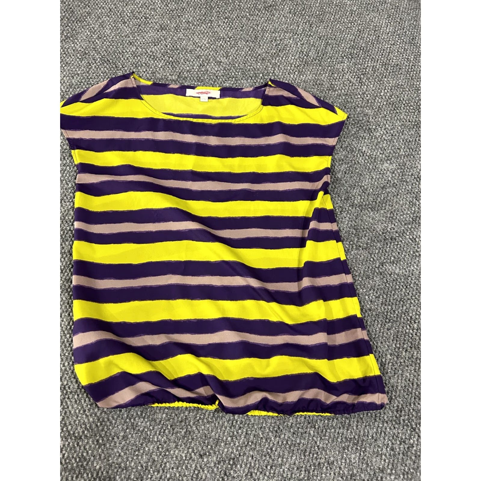Loft LOFT Shirt Womens Medium Yellow Purple Stripe Blouse Top 100% Polyester Casual Size M / US 6-8 / IT 42-44 - 2 Thumbnail
