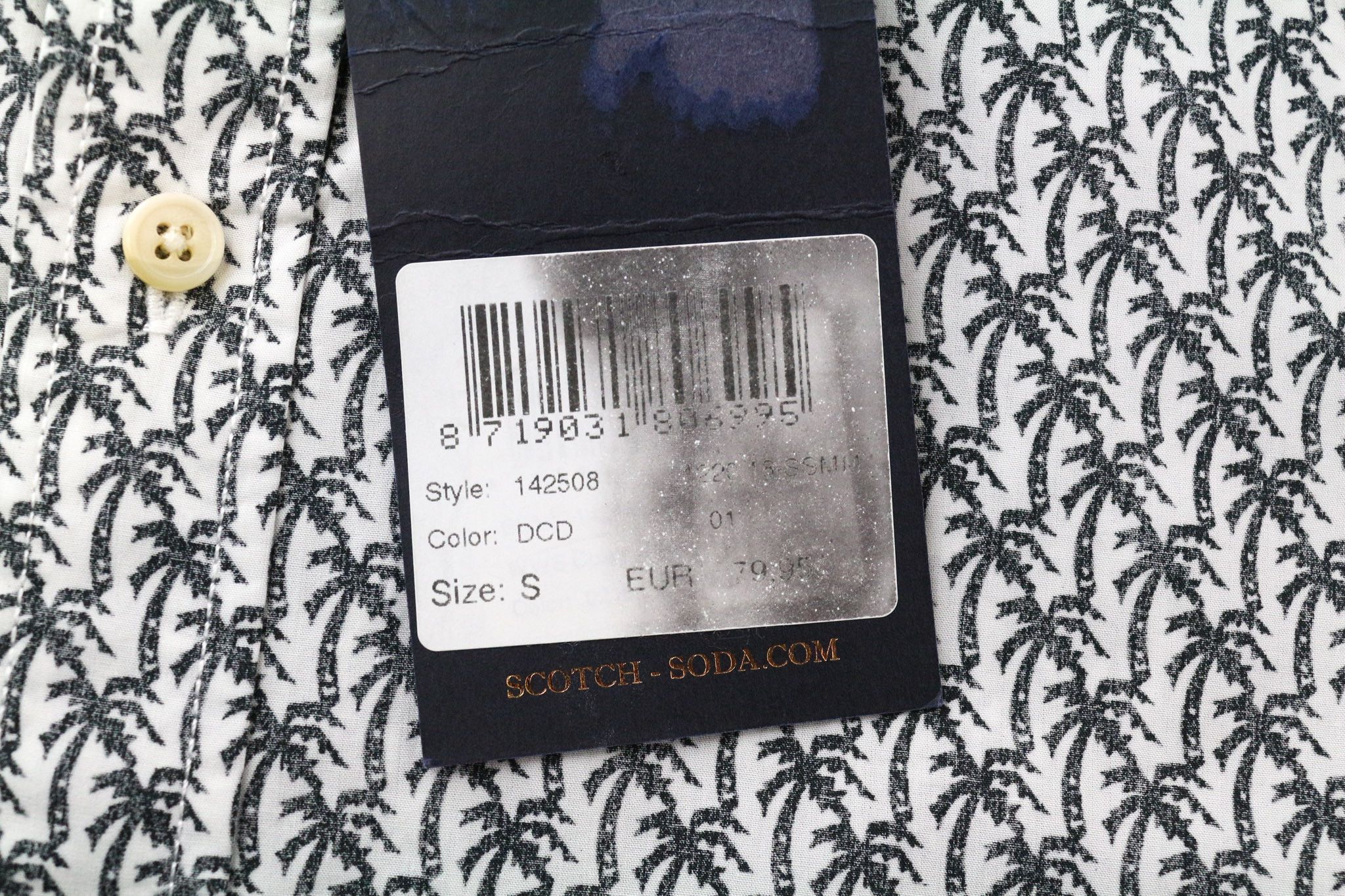 Scotch & Soda AMS COUTURE S Grey White Palm Cotton Shirt 75813 Size US S / EU 44-46 / 1 - 6 Thumbnail