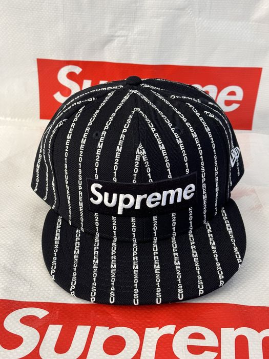 本格派ま！ Stripe Text Supreme New Navy Era キャップ - www