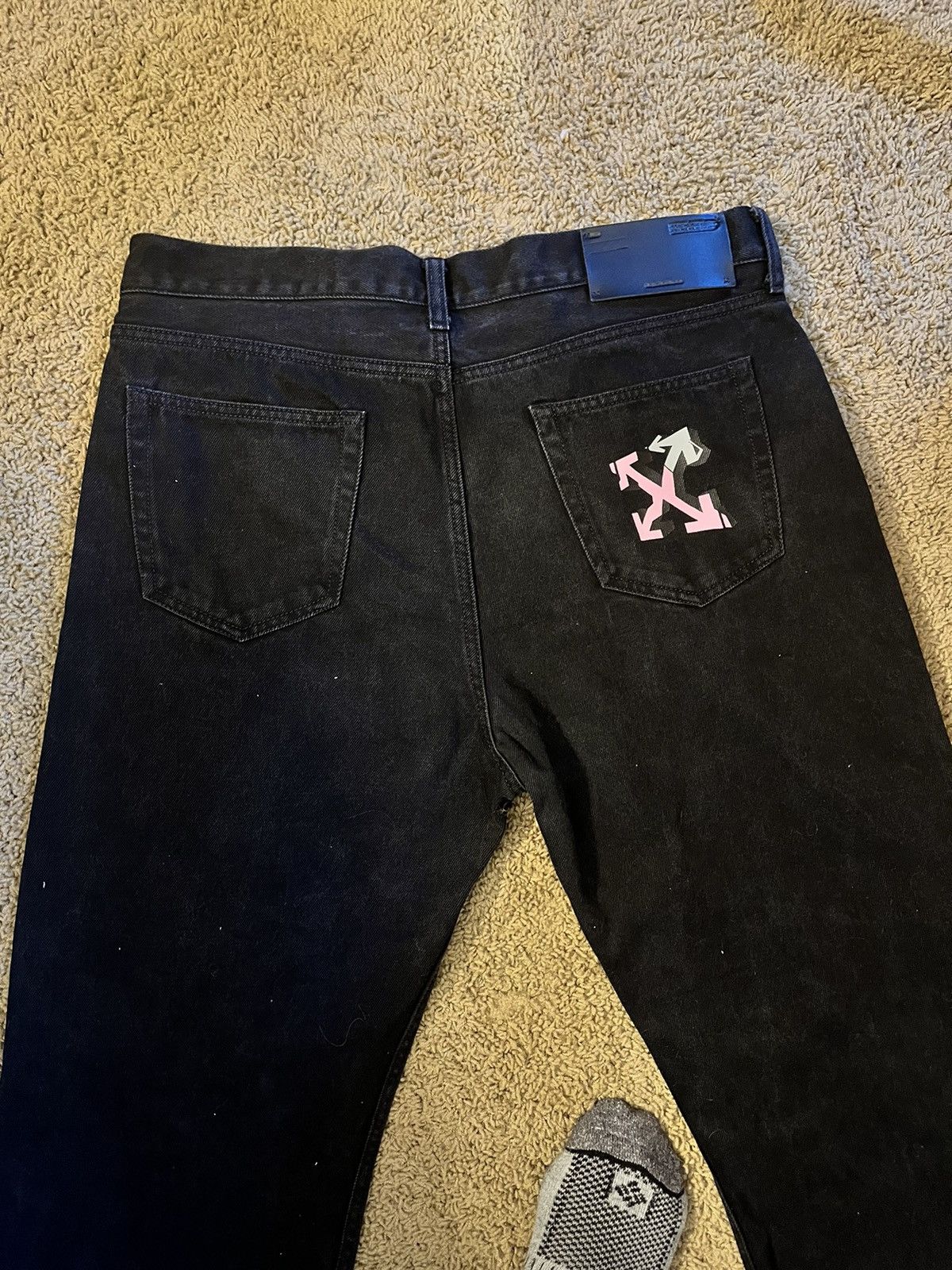 Off-White Off White Black denim logo Jeans Size US 36 / EU 52 - 3 Thumbnail