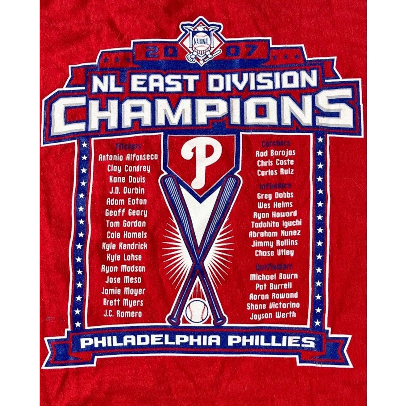 Majestic Philadelphia Phillies 2007 NL East MLB Majestic T-Shirt XL Size US XL / EU 56 / 4 - 6 Thumbnail