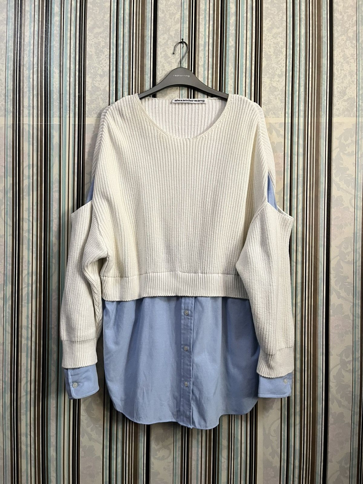 Alexander Wang 2000s mix media cotton hybrid poplin ribbed top #H2 Size M / US 6-8 / IT 42-44 - 3 Thumbnail