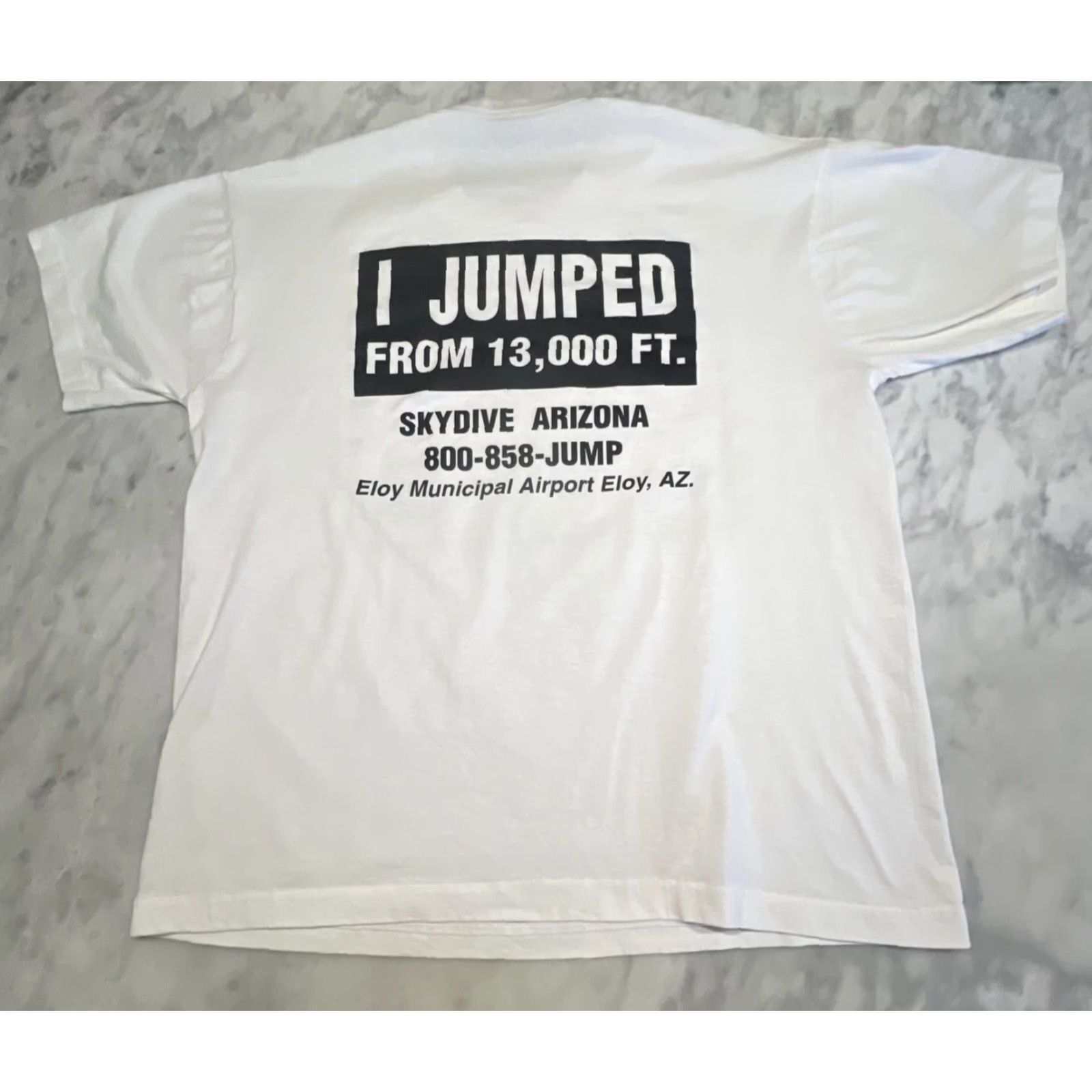 Fruit Of The Loom VINTAGE 1990s Skydive Arizona I Jumped From 13000 Feet T Shirt XL White Men Graphic Tee Personalized 1st Jump Single Stitch Size US XL / EU 56 / 4 - 4 Thumbnail