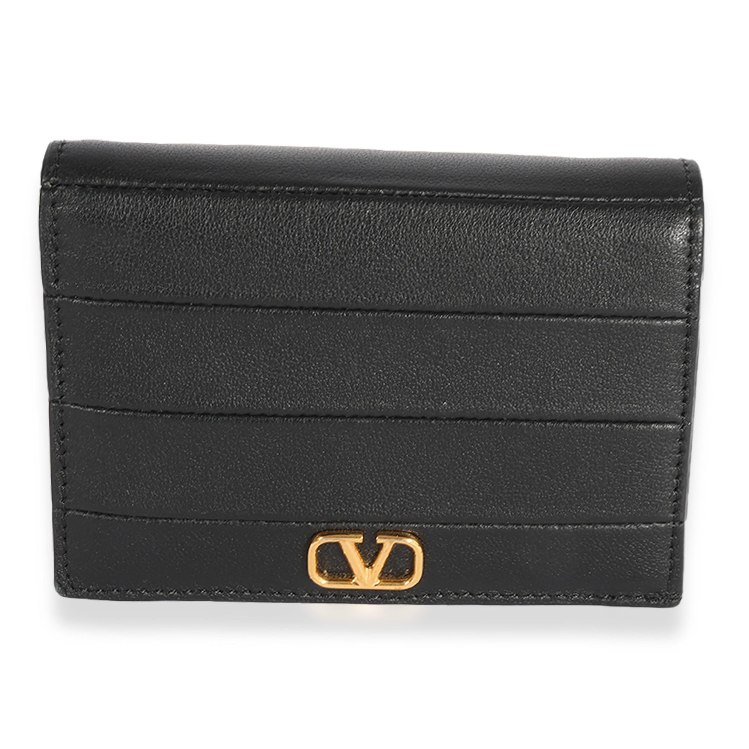 Valentino Valentino Black Leather VLogo Card Holder Wallet Size ONE SIZE - 1 Thumbnail