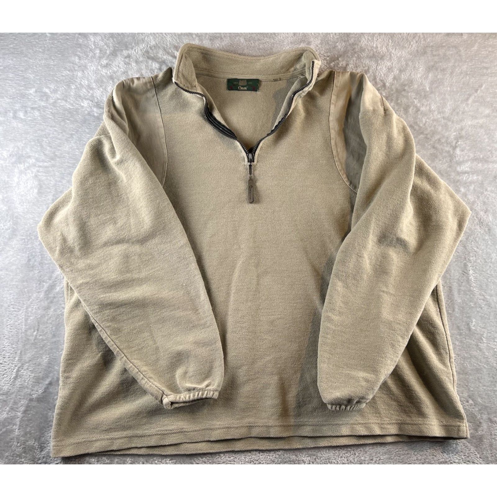 Orvis VINTAGE Orvis Quarter Zip Pullover Mens 2XL Cream 90s Sweater Long Sleeve Size US XXL / EU 58 / 5 - 2 Thumbnail