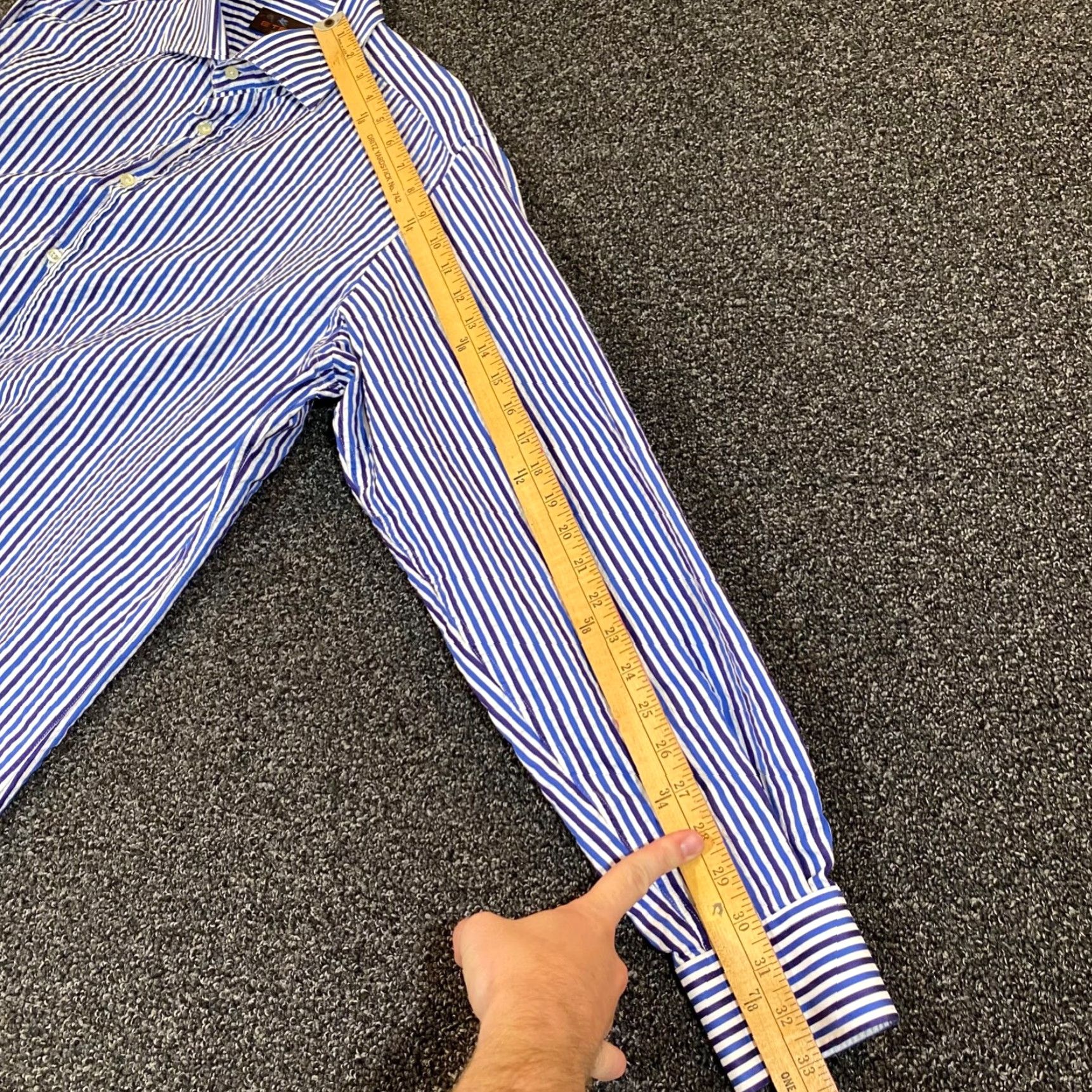 Etro VINTAGE ETRO Milano Shirt Mens 43 Blue Striped Cotton Button-Up Casual Dress L/S Italy Size US XL / EU 56 / 4 - 6 Thumbnail