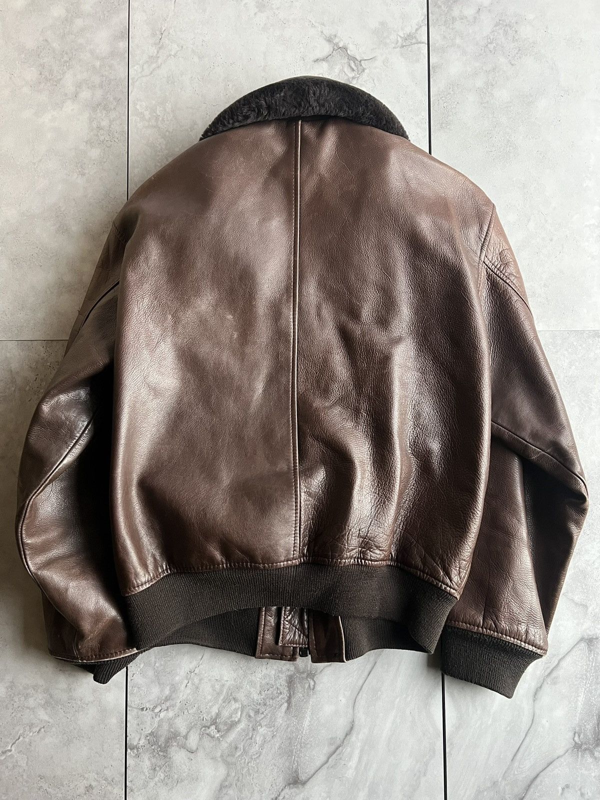 Avirex Avirex B-15 Leather Fur Collar Bomber Jacket Size US L / EU 52-54 / 3 - 4 Thumbnail